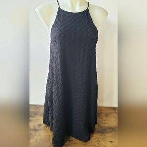 Black crochet knit formal tank top dress